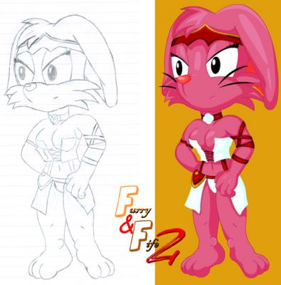 Pink Bunny - Furry & Fife 2 Preview
One of these rare times you will see my sketch art, this is the original character design sketch (yes, you can see some of the blue pencil marks) and the finished version of a Character from the upcoming Ero-Mania game 'Furry & Fife 2'. I don't want to give too much away about this character, but she is fairly major and you get to see 'alot' more of her ^_^

Furry & Fife 2 should be out soon at Ero-Mania. Please support me and the others. Ero is well worth it!
Keywords: Furry Fife Preview Ero-Mania